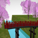 川と橋　桜の木（改造モデル）